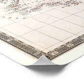 Poster Carte des années 1800 de l'océan Pacifique (Coin)