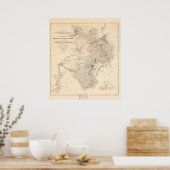 Poster Carte des années 1870 Sources de Snake River Wyomi (Cuisine)