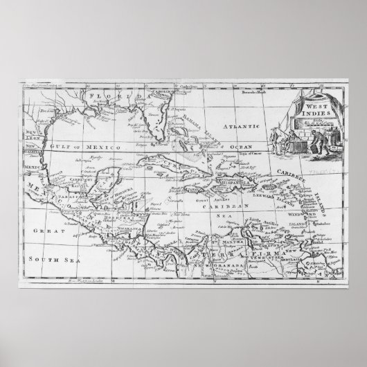Poster Carte des Antilles (Devant)