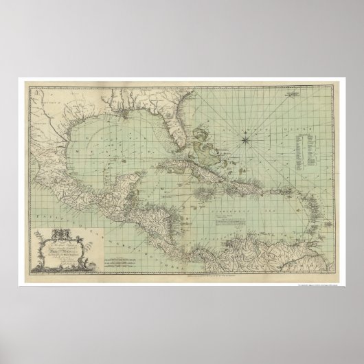 Poster Carte des Antilles - 1774 (Devant)