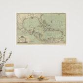Poster Carte des Antilles - 1774 (Cuisine)