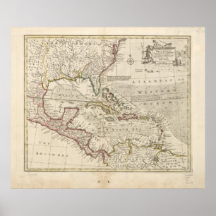 Poster Carte des Antilles par Emanuel Bowen (1752)