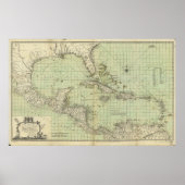Poster Carte des Antilles par Thomas Bowen (1774) (Devant)