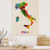 Poster Carte des aquarelles en Italie, Italie (Cuisine)