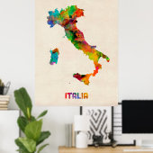 Poster Carte des aquarelles en Italie, Italie (Bureau à domicile)