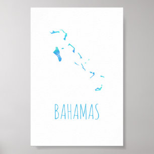 Poster Carte des Bahamas