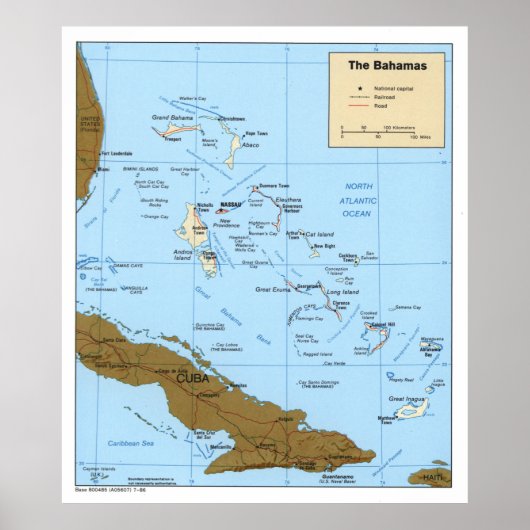 Poster Carte des Bahamas (1986) (Devant)