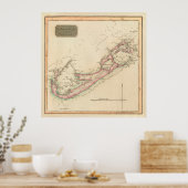 Poster Carte des Bermudes vintages (1816) (Cuisine)