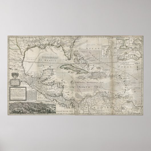 Poster Carte des Caraïbes | 1715 (Devant)