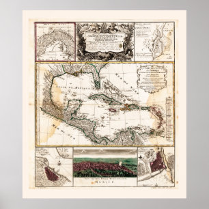 Poster Carte des Caraïbes (1781)