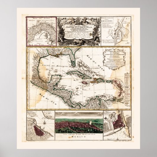 Poster Carte des Caraïbes (1781) (Devant)