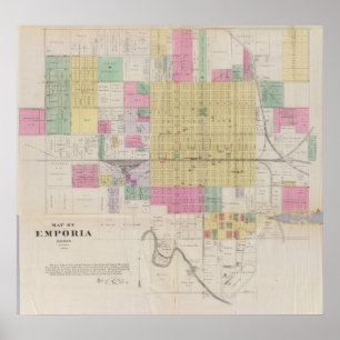 Poster Carte des centres commerciaux, le Kansas