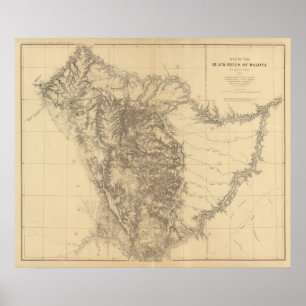 Poster Carte des collines noires du Dakota