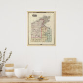 Poster Carte des comtés d'Ashland et de Bayfield (Cuisine)