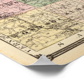 Poster Carte des comtés de Juneau et d'Adams (Coin)