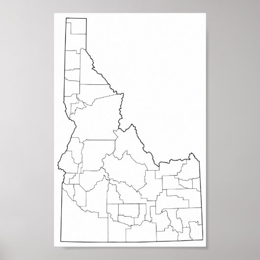 Poster Carte des comtés de l'Idaho vierge (Devant)