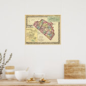 Poster Carte des comtés de Morgan, Berkeley et Jefferson (Cuisine)