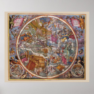 Poster Carte des constellations chrétiennes, cieux méridi
