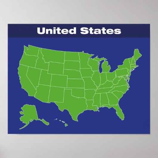 Poster Carte des couleurs des États-Unis (Devant)