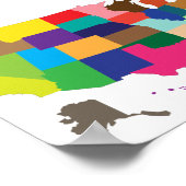 Poster Carte des couleurs USA (Coin)
