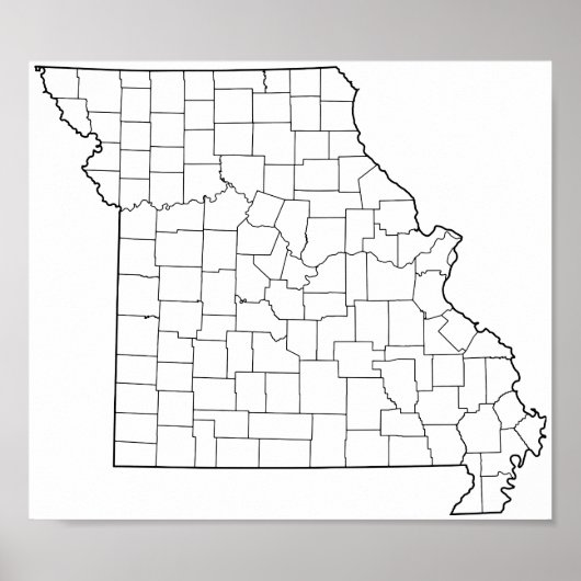 Poster Carte des détails des comtés du Missouri Blank (Devant)