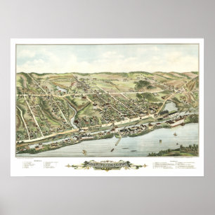 Poster Carte des écluses de Windsor, CT en 1877