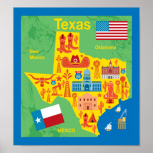 Poster Carte des enfants au Texas