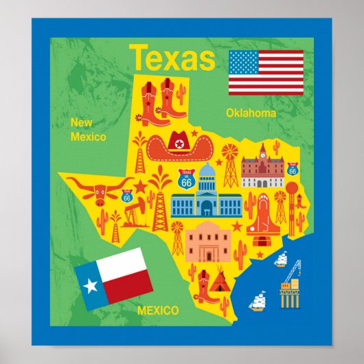 Poster Carte des enfants au Texas (Devant)