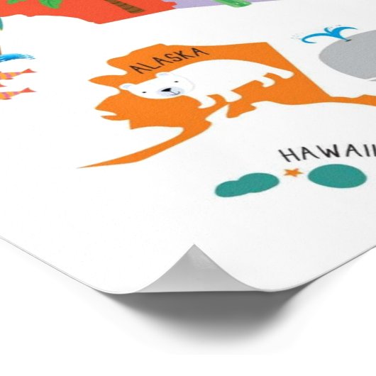 Poster Carte des enfants US Whimsical Cartoon Art États-U (Coin)