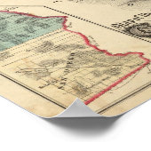 Poster Carte des États de Californie et du Nevada (Coin)