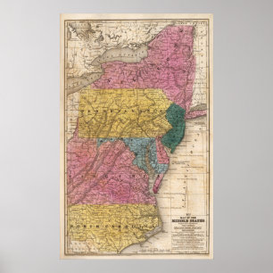 Poster Carte des États du Moyen-Orient