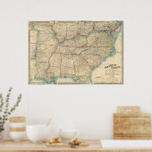 Poster Carte des États du sud de l'Amérique (Cuisine)