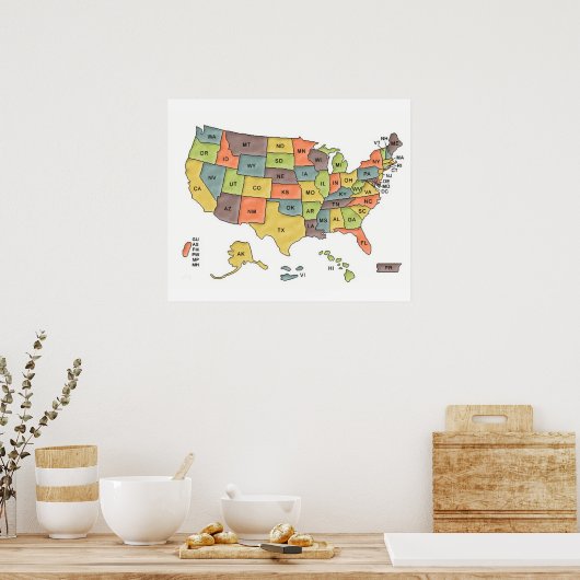 Poster Carte des États-Unis (Cuisine)