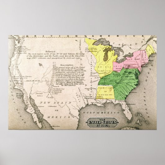 Poster Carte des États-Unis (Devant)