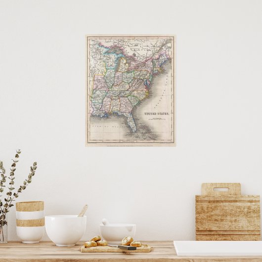 Poster Carte des États-Unis (Cuisine)