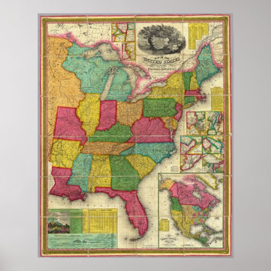 Poster Carte des États-Unis (Devant)
