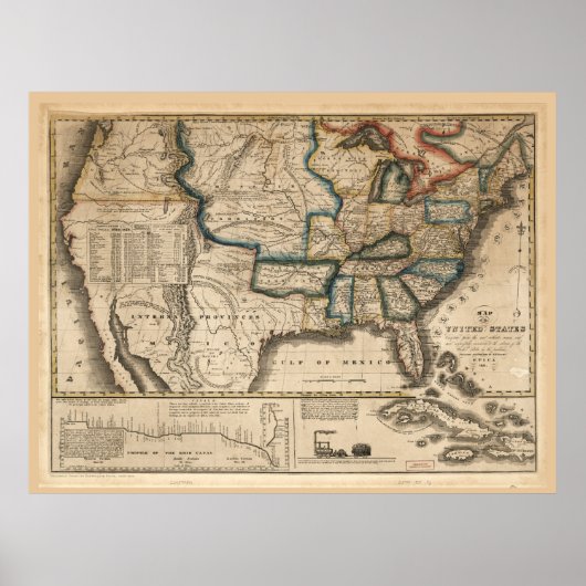 Poster Carte des États-Unis (1831) (Devant)