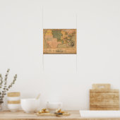 Poster Carte des États-Unis avec George Washington (Cuisine)