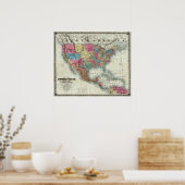 Poster Carte Des États-Unis, Canada, Mexique (Cuisine)