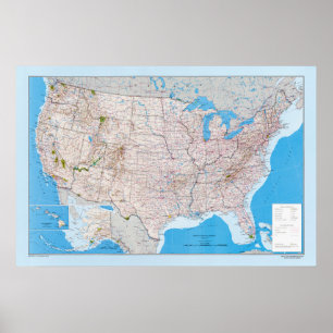 Poster Carte des États-Unis d'Amérique