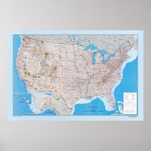 Poster Carte des États-Unis d'Amérique (Devant)
