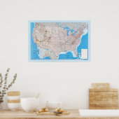 Poster Carte des États-Unis d'Amérique (Cuisine)