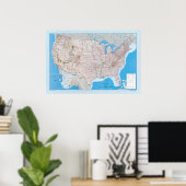 Poster Carte des États-Unis d'Amérique (Bureau à domicile)