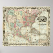 Poster Carte Des États-Unis D'Amérique (Devant)