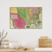 Poster Carte Des États-Unis D'Amérique 1833 (Cuisine)