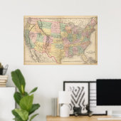 Poster Carte des États-Unis d'Amérique 3 (Bureau à domicile)