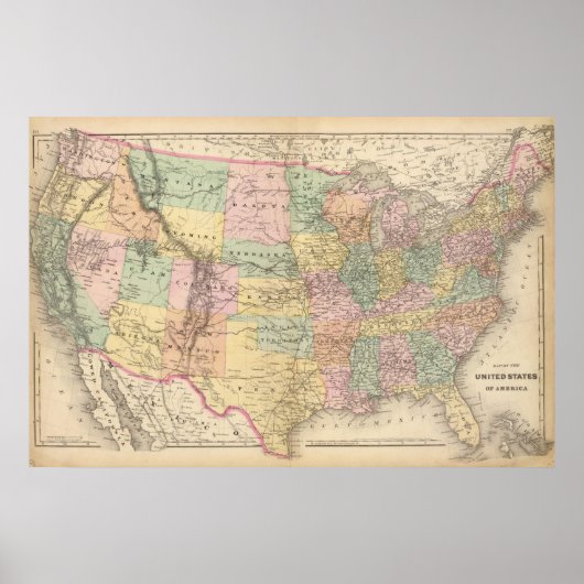 Poster Carte des États-Unis d'Amérique 3 (Devant)