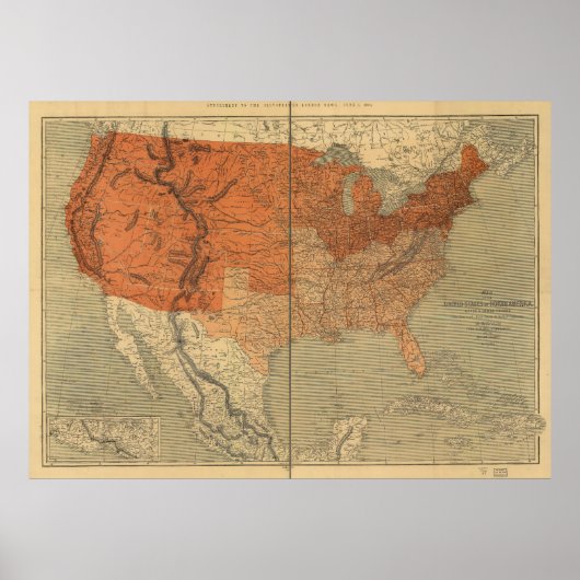 Poster Carte des États-Unis d'Amérique du Nord (1861) (Devant)