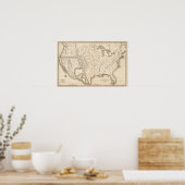 Poster Carte des États-Unis et du Texas (Cuisine)