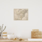 Poster Carte des États-Unis montrant les colonies (Cuisine)